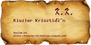 Kiszler Krisztián névjegykártya